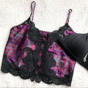 VS Vintage Lace Paisley Cropped Cami Purple